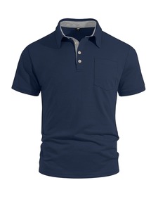 เสื้อโปโลถักคอวีสำหรับผู้ชาย สีพื้น แขนสั้น สไตล์สมาร์ทแคชชวล คอลเลคชั่นใหม่ปี 2026 ผ้าฝ้ายอ๊อกซ์ฟอร์ด ระบายอากาศได้ดี - Product Image 1