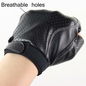 Guantes Deportivos de Piel de Oveja Transpirables Antideslizantes con Pantalla Táctil para Hombre, de Alta Calidad, para las Cuatro Estaciones, de Medio Dedo, para Conducir, Color Negro Camel - Product Image 2