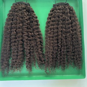 ราคาขายส่ง 10A เกรดผมเวียดนาม 100% Remy เวอร์จินดิบสีดําพม่าหยิกคู่ดึงมัดจาก Qhair - Product Image 1