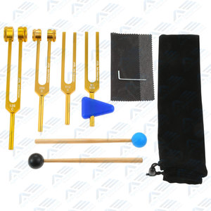 Juego de diapasones dorados, diapasón de Chakra con martillo, bolsa de almacenamiento de Gel de sílice Triangular y paño de limpieza, activador de Ángel - Product Image 1