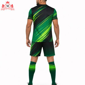 ชุดเสื้อฟุตบอลสีเขียวดำแบบซับลิเมชั่นพร้อมกางเกงขาสั้น ชุดยูนิฟอร์มฟุตบอลสำหรับผู้ใหญ่ ผ้าโพลีเอสเตอร์ระบายอากาศ ตรวจจับรอยตะเข็บ - Product Image 2