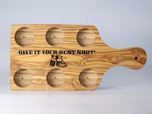 Bandeja de servir corta de madera con soportes de vidrio de acabado liso para servir en la mesa, ideal para cervecerías, bares y restaurantes. - Product Image 5