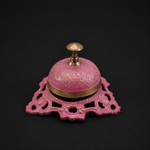 Pink Floral <b>Brass</b> Service <b>Bell</b> Decorative Push Call <b>Bell</b> Vintage Reception Desk <b>Bell</b> Hotel Restaurant Counter Tabletop Decor - Product Image 2