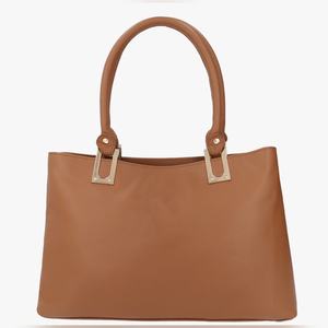 Elegant Premium Quality <b>Tan</b> Leather Tote <b>Handbag</b> with Sophisticated Gold Tone Hardware Designed for Modern Women - Product Image 4