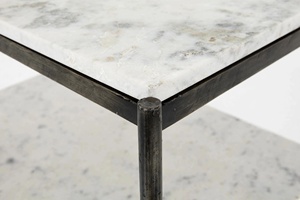 Table basse moderne à 3 niveaux avec plateau en marbre blanc et structure en métal, meuble de salon avec rangement, design minimaliste - Product Image 2