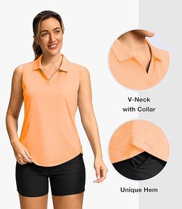 Polo sans manches pour femme, orange uni, séchage rapide, tricoté, décontracté, pour le golf et le tennis, t-shirts personnalisés par sublimation - Product Image 3