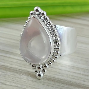 Rose Quartz Pear <b>925</b> Sterling <b>Silver</b> Jewelry gift for her <b>Ring</b> bezel setting Handmade Rose Quartz Jewelry January Birthstone - Product Image 3
