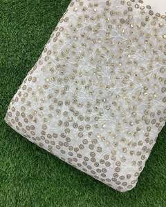 African <b>Sequin</b> Lace Fabric Beaded Embroidery Mesh Fabric Party Wear Wedding Dress Fabric Wholesale - Product Image 2