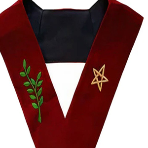 New Arrival Adjustable Masonic Officer <b>Collars</b> Royal Maroon Embroidered Fabric Customized Best Sale Product With Cheap Price - Product Image 3