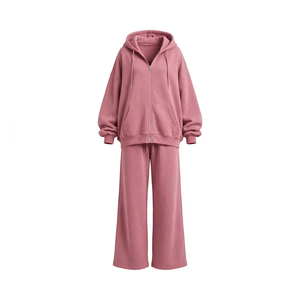 Ensemble de survêtement pour femme, haut à col rond et pantalon, en polaire antibactérien, manches longues, décontracté, hiver, deux pièces - Product Image 4