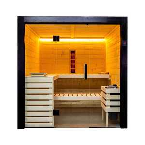 Nouveau sauna familial FAMILY-M-S pour 3-4 personnes, intérieur, avec façade en verre - Product Image 1