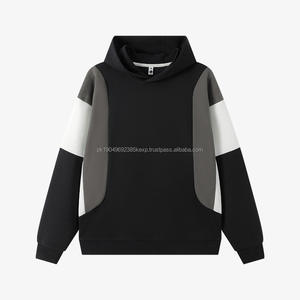 Sweat-shirt à capuche personnalisé OEM pour homme, couleur contrastée, lourd, épaules tombantes, en molleton 100% coton, sweat-shirt vierge pour femme - Product Image 3
