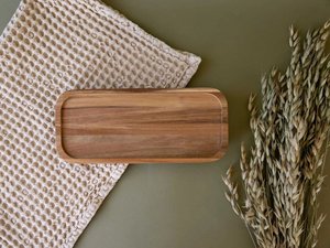 Handcrafted Rectangular Wooden Serving Tray Acacia Wood Food <b>Platter</b> Decorative Storage Tray Tableware for Kitchen Home - Product Image 6