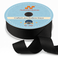 Ruban tissé 100% polyester noir gros-grain 25 mm, 50 mètres, résistant au rétrécissement, pour garniture d'uniformes, colliers pour animaux de compagnie et fabrication de ceintures
