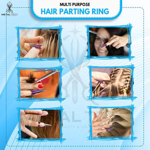 Beauty & Crafts 2 Pcs Hair Parting & Sectioning Rings Straight & Curve Stainless Steel Finger <b>Tool</b> For Precise Hair Styling - Product Image 3