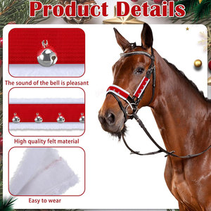 Correa de caballo de lana roja con cascabeles plateados y ribete blanco para equitación. - Product Image 3