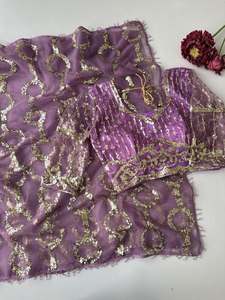 Indian Trending Beautifully Designed Saree Premium Georgette With Digital <b>Print</b> Sequence Work Saree for Party and Wedding Wear - Product Image 2