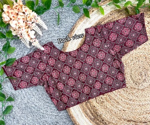 Modern Fashion Simple Wedding O-Neck Blouse material 100% PURE COTTON PRINT NON LINING WITHOUT PADDED height 15.5 inch - Product Image 6