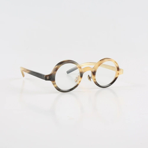 Premium Round Eyeglasses with Buffalo Horn Thick Acetate <b>Frames</b> Luxury Handmade Optical Glasses for Timeless Style and Comfort - Product Image 3