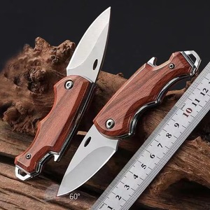 Couteau pliant à double bouton de commande, lame en acier inoxydable, couteau de poche rapide avec clip ceinture, équipement de survie pour le camping en extérieur - Product Image 5