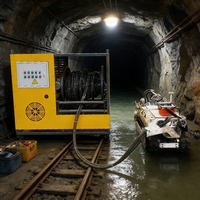 Robot de dragage de canalisations, chenillard subaquatique, machine de nettoyage de boues pour le désobstruction des conduites d'égouts