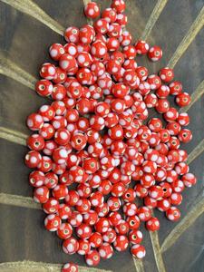 8mm Handmade Red <b>White</b> Skunk Glass Trade Beads Round Lampwork Loose Beads for Jewelry Making Crafts <b>Bracelet</b> Necklace - Product Image 4