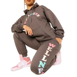 High Quality Customized Women's Heavyweight 100% Cotton Solid Breathable Tracksuit <b>Stacked</b> Sweat Suit Hoodies Sweatshirts Design - Product Image 1