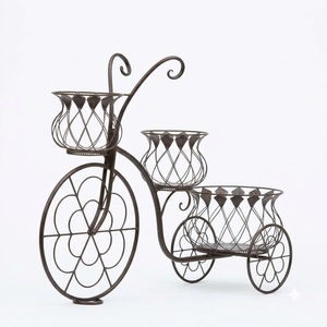 Support de plante décoratif de jardin à 1 niveau en fer forgé vintage, écologique et thermolaqué, pour pot de fleurs ou jardinière de vélo - Product Image 1