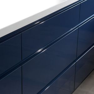 Juego de Gabinetes de Cocina de Madera Azul Oscuro con Acabado Brillante, Estándar E0, con Isla, para Proyectos de Villas, Fácil de Limpiar - Product Image 5