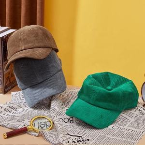 High Quality 100% Polyester Corduroy High Profile Crown Metal Belt Buckle Curved Brim 6 Panel Casual Baseball Cap For Men Women - Product Image 2