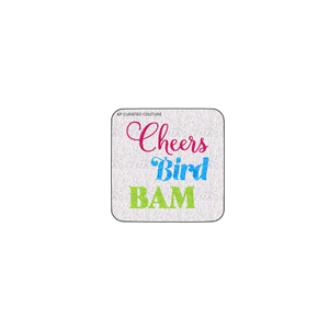 Custom Beaded Square Textile <b>Coaster</b> Mahj Mahj Mahj Embossed <b>Pink</b> White Geometric Design Durable Modern Mahjong Theme use - Product Image 3
