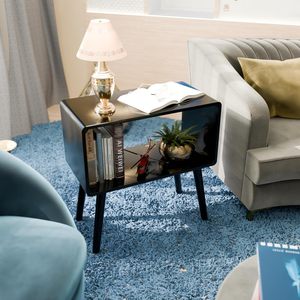 Retro Bookcase Nightstand, End <b>Table</b>, Bed <b>Side</b> <b>Table</b> for Small Spaces Magazine Stand with <b>Storage</b> Engineered Wood - Product Image 1