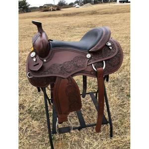 Silla de montar de cuero estilo europeo BS International para carreras de caballos, accesorios ecuestres, silla de montar inglesa de cuero de vaca/búfalo auténtico y duradero. - Product Image 6