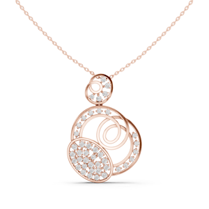 Collier pendentif Cœur en or rose 14K avec diamant, halo infini, cercle éternel, éclat lunaire, fleur cosmique et tourbillon radieux - Product Image 2