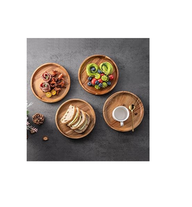Dinnerware Wood Plates Modern Design Wood Plates Restaurant <b>Serving</b> Wooden Natural Wooden Plates and <b>Dishes</b> <b>Set</b> Food Safe - Product Image 2