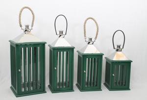 Juego de 4 Faroles de Madera Blancos al por Mayor, Grandes Portavelas Decorativos para Exteriores con Techo de Metal, Faroles de Alta Calidad para Decoración del Hogar - Product Image 5