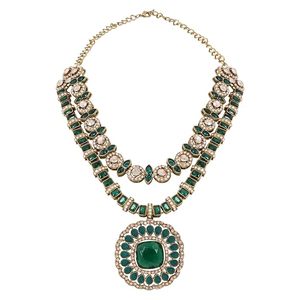 Pendientes de Aleación Chapados en Oro con Cristales Verdes y Diseño de Flor Vintage, Conjunto de Joyería para Mujer para Fiestas - Product Image 2