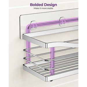 Lot de 3 étagères de rangement murales en acier inoxydable SUS304 antirouille pour douche, salle de bain et cuisine - Aucun perçage requis - Product Image 3