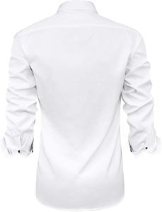 Chenille-Camisa de manga larga bordada para hombre, camisa de diseño personalizado de alta calidad, vestido formal grueso en blanco - Product Image 3