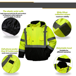 เสื้อแจ็คเก็ตนิรภัยทนไฟ สะท้อนแสงมองเห็นได้ชัดเจน ป้องกันความร้อน ชุดทำงานช่างไฟฟ้า ชุดยูนิฟอร์มนิรภัย - Product Image 4