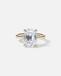 Bague solitaire en or 14 carats certifiée IGI avec diamant de laboratoire taille coussin de luxe, halo caché, taille personnalisable pour mariage et fiançailles - Product Image 3