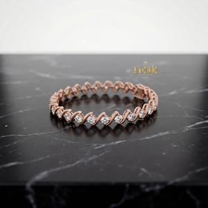 กำไลข้อมือเงินแท้ชุบทองคำขาว ประดับเพชรแล็บโกรว์ ดีไซน์คลื่นคลาสสิกหรูหรา สีโรสโกลด์ ประกายระยิบระยับ เหมาะสำหรับวันครบรอบ - Product Image 3