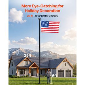 Kit de Mástil de Bandera Seccional Resistente de 25 pies con Luz Solar LED de 136 LED, Mástil de Bandera de Aluminio para Exteriores para Casa o Jardín - Product Image 4