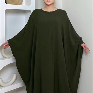 OEM Butterfly Abaya Hijab 2 Pieces Set Batwing Sleeves <b>Iron</b> free Nursing Friendly Plus Size Muslim Women Prayer Dress Modest - Product Image 2