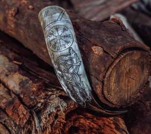 Cuerno Vikingo Pulido Ecológico Hecho a Mano, Pieza Decorativa Náutica de Forma Natural para Artículos de Año Nuevo y Navidad - Product Image 2