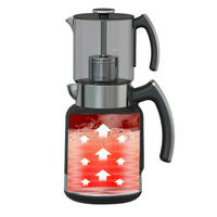 Bouilloire électrique en acier inoxydable 2,0 L avec théière 1 L, ensemble 2 pièces, fonction maintien au chaud, style russe, samovar électrique