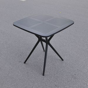 All-Weather Square Perforated Resin Bistro <b>Table</b> MN04 Metal Frame | Heavy-Duty Anti-Slip Modern <b>Outdoor</b> Cafe Desk 1-Year - Product Image 2