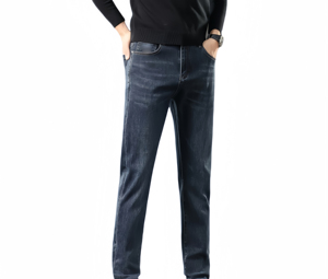 Jean décontracté pour homme de haute qualité, coupe droite, taille élastique, ample, doux et respirant, taille mi-haute, idéal pour l'été et l'automne - Product Image 1