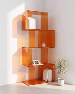 Étagère à livres moderne en acrylique, étagère d'angle à 1 niveau, étagère de rangement transparente du sol au plafond, personnalisable - Product Image 2