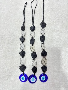 Adorno Colgante de Piritas Naturales Hechas a Mano con Ojo Turco Azul, Protección Nazar, Decoración de Pared de Cristal Feng Shui para el Hogar, Venta al por Mayor - Product Image 4
